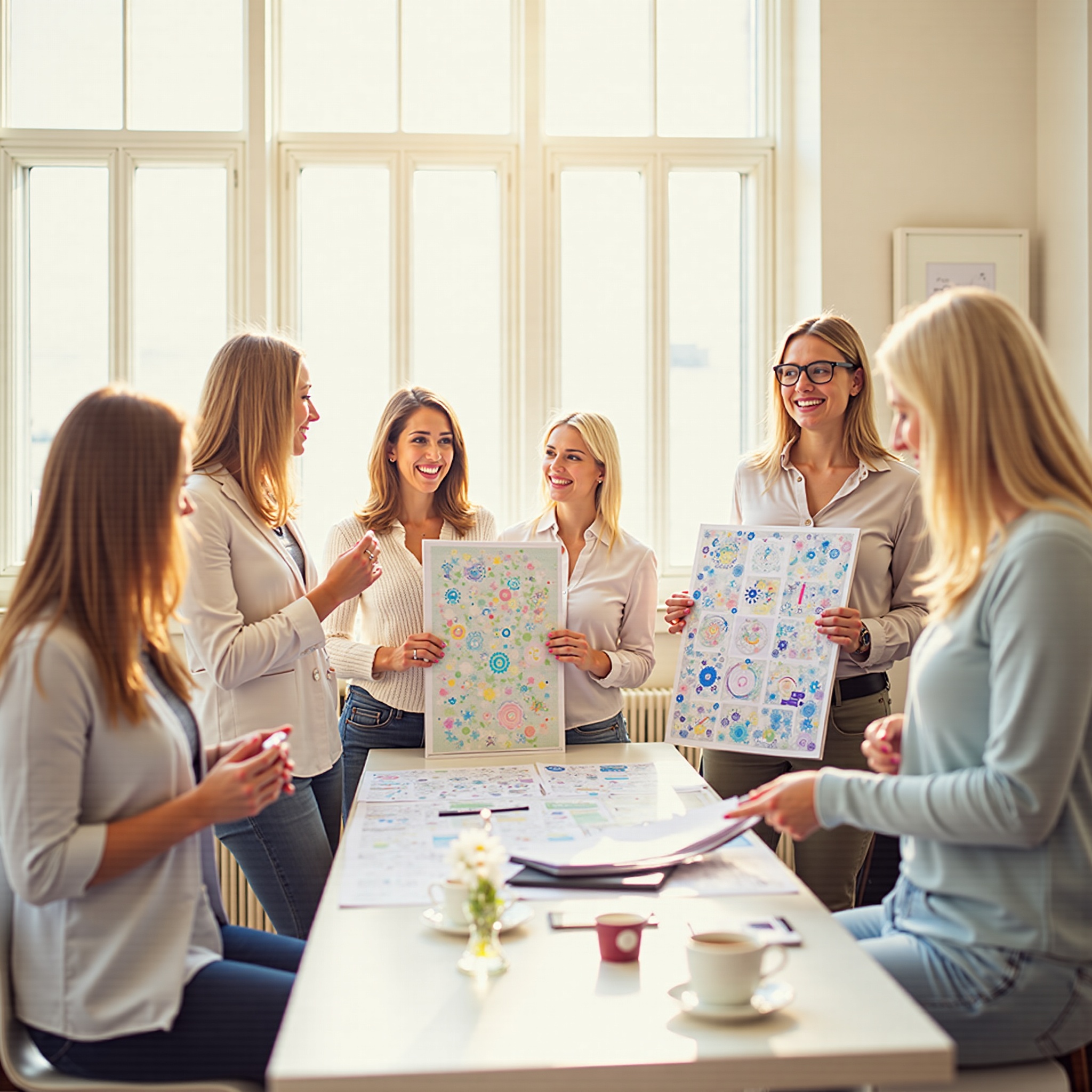 Creative brainstorm in a sunlit studio