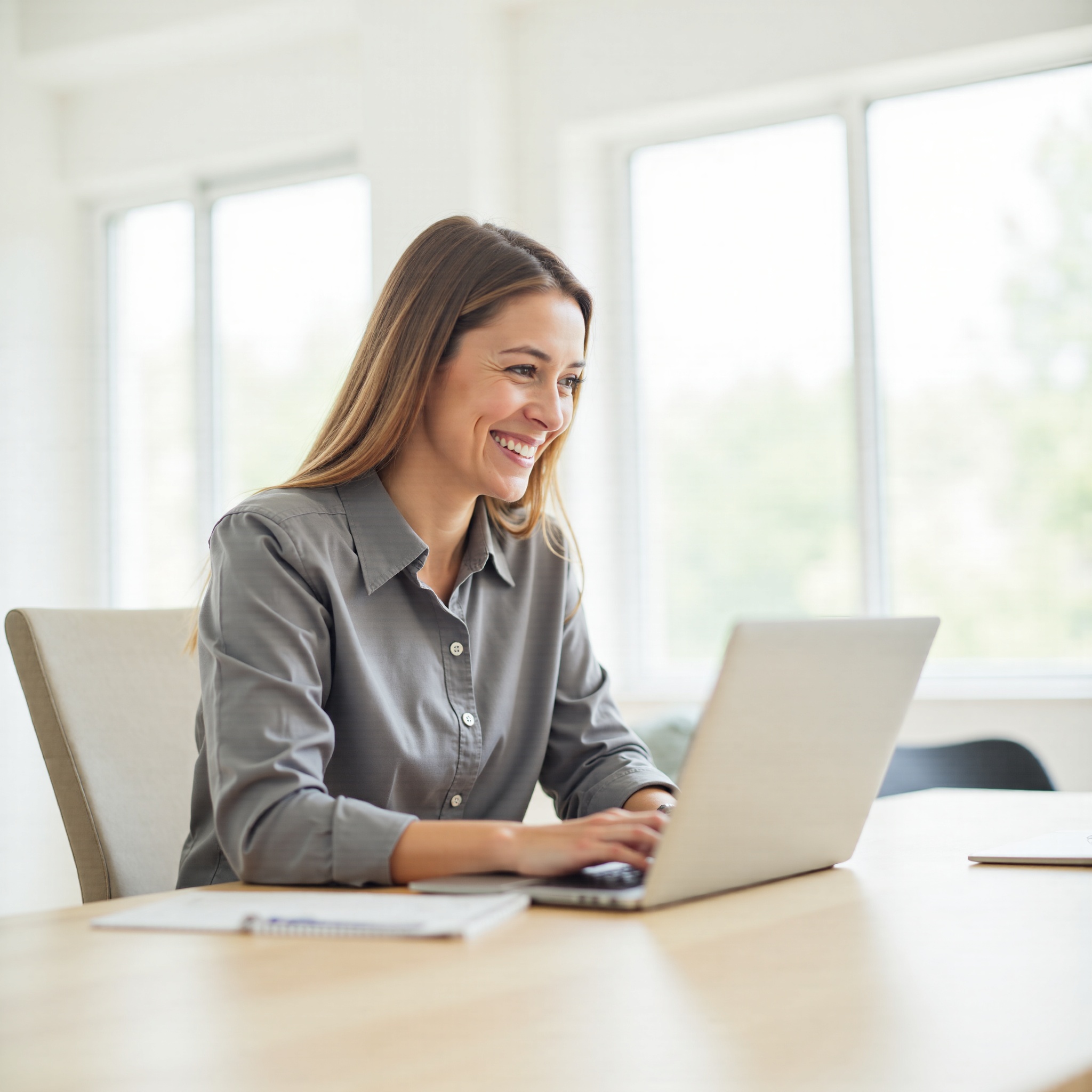 Professional clicking on a laptop